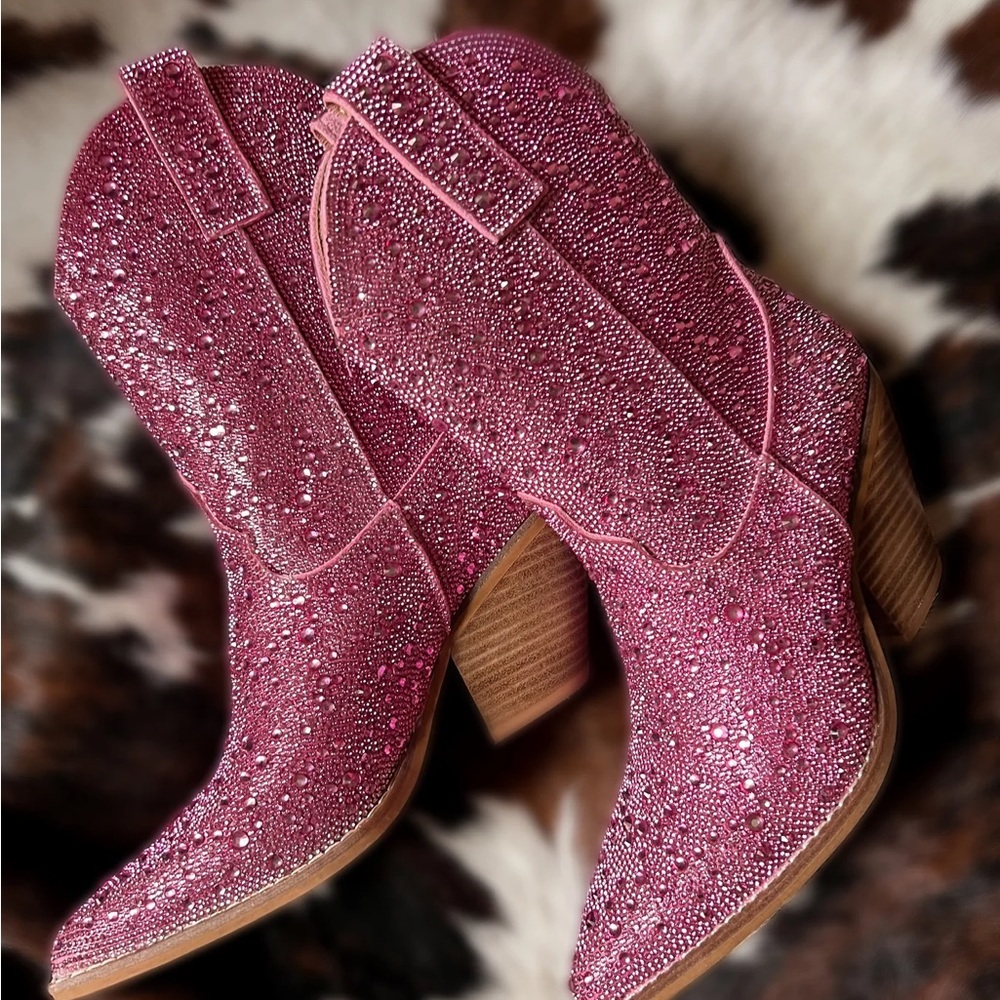 Pink Rhinestone Western Boots - Picture 5 of 10
